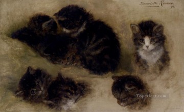 子猫の研究動物猫ヘンリエット・ロナー・クニップ Oil Paintings